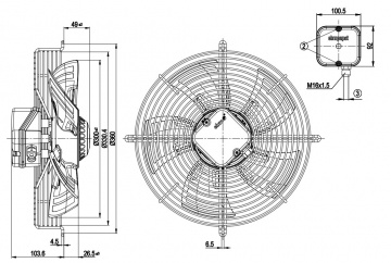 Ventilator axial EBM-Papst S4E300-AS72-60 (300 mm)